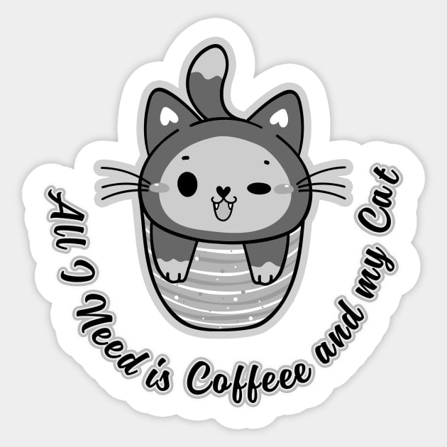 All I need is Coffee and my Cat Sticker by CreativeXpro